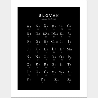 Slovak Alphabet Language Learning Chart, Black Posters and Art